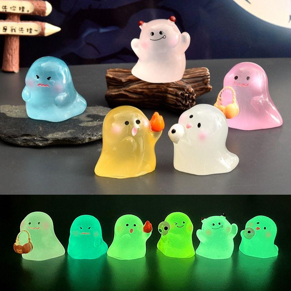 10Pcs Light in The Dark Ghost Figurines Miniatures Resin Crafts Ghost Statue Aquarium