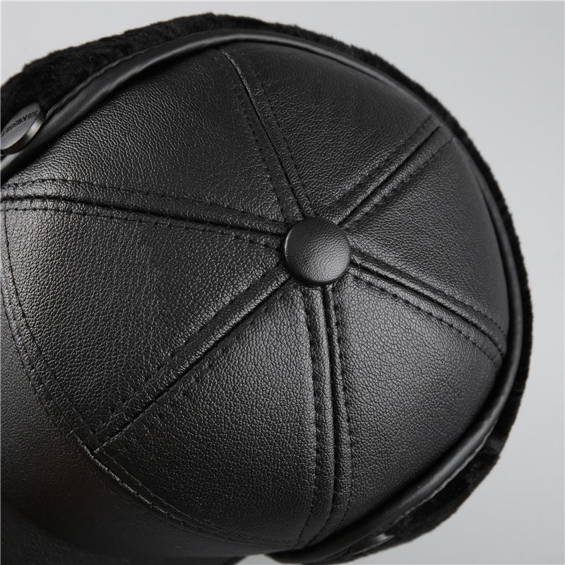 In The Elderly Hat Men'S Winter Ear Protection Duck Tongue Baseball Cap Old Man Leather Hat Warm Windproof Dad Grandpa Hat