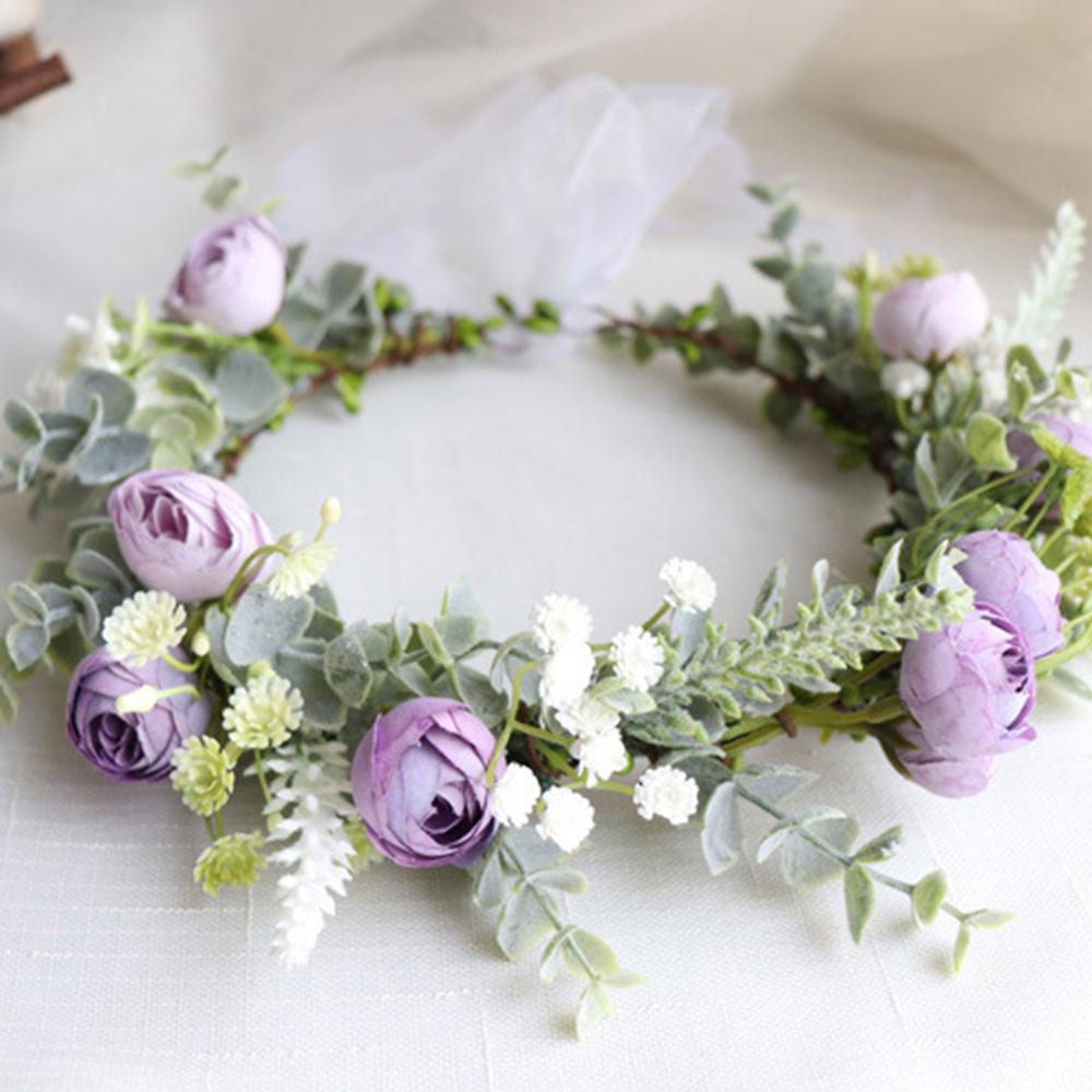 Forest Flower Crown Festival Wedding Floral Headpiece Trendy Flower Headbands  for Women Girls