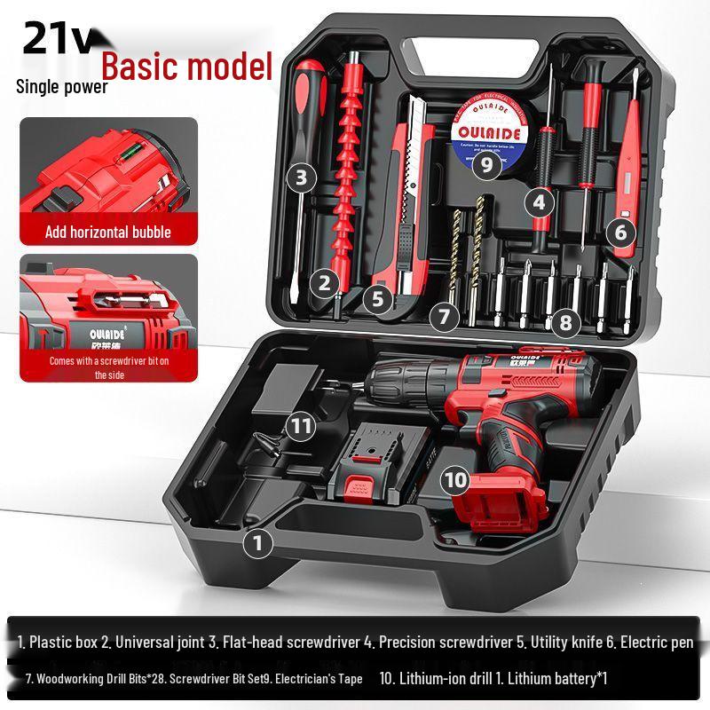 21V Multi-Purpose Electric Drill & Tool Set for Home Repair