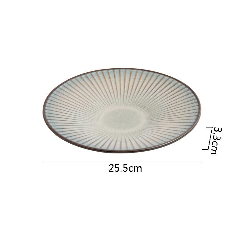 Kiln Changes Striped Ceramic Plate Creative Salad Plate Dessert Plate Italian Noodle Plates Hotel Molecular Cuisine Tableware
