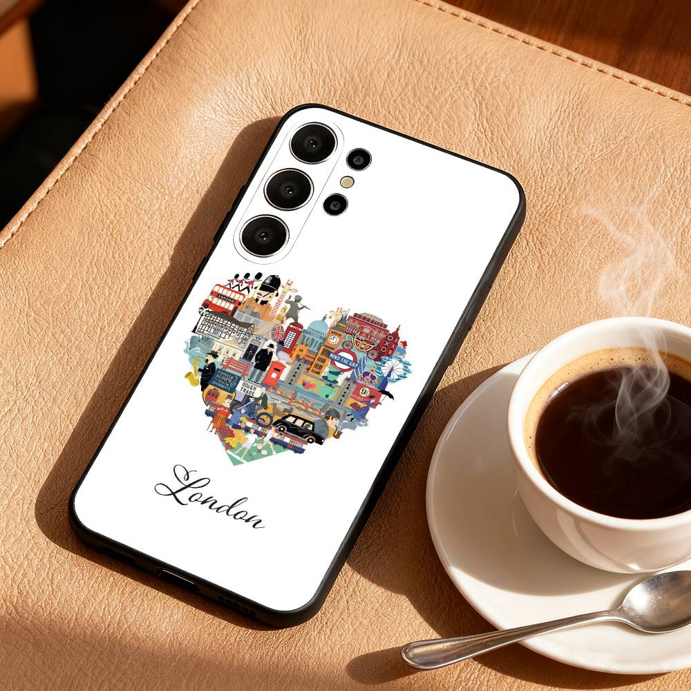 London Whispers Phone Case For Samsung S26,S25,S24,S21,S22,S23,S30,Ultra,S20,FE,Lite,10,9,Black Cover