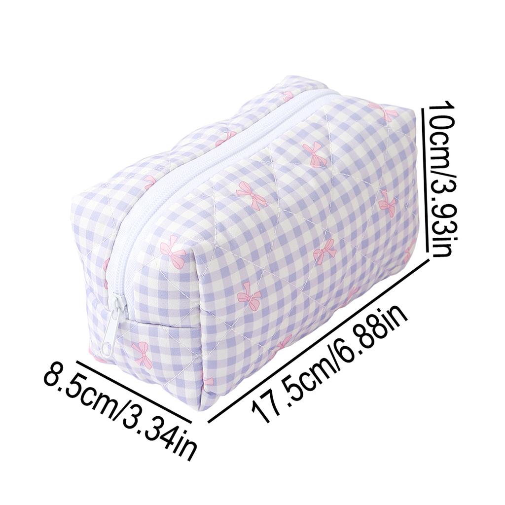 1pc Plaid Bow Pattern Pencil Case, Spacious, Large-Capacity, Fashionable and Portable School Supplies, Back-to-School Essentials