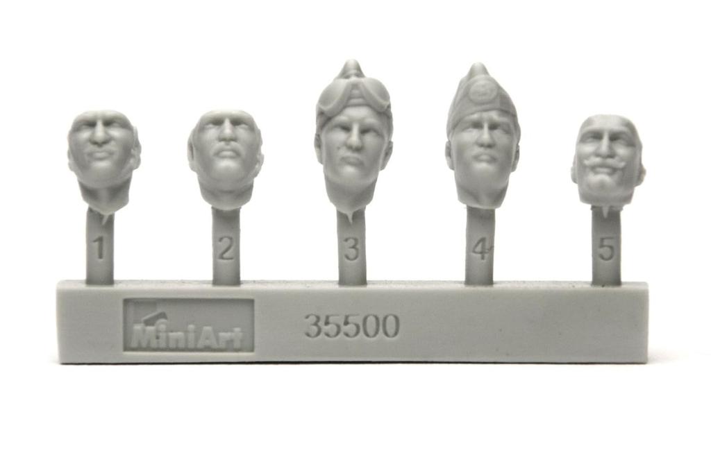 Miniart 1/35 Italian Tank Crew Head Resin Figures (5 Figures) Plastic Model MA35500 (Person)