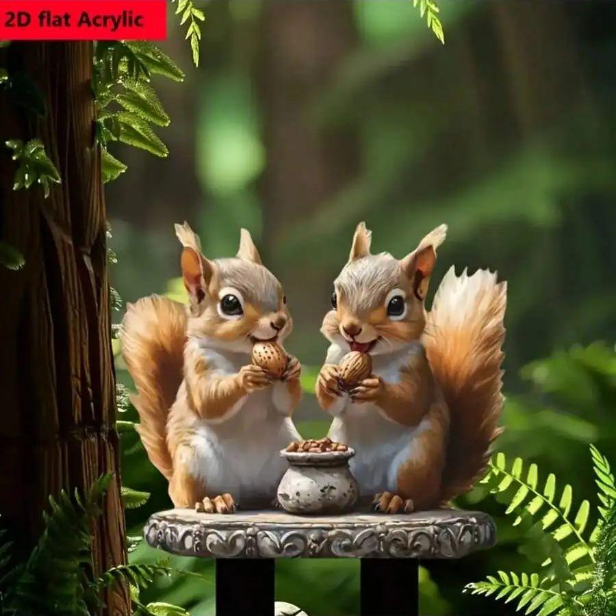 Classic Bohemian Style Squirrel Garden Logo, Animal Themed Outdoor Decoration, Suitable for Gardens, Lawns, Parks, Cemeteries