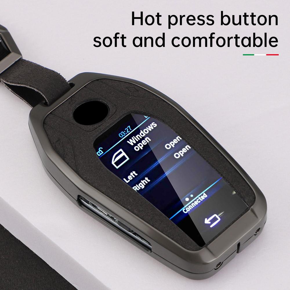 Zinc Alloy With Suede Leather Car Key Case Remote Fobs Cover Bag For Bmw 5 7 Series G11 G12 G30 G31 G38 X3 X5 X7 730Li 740 530Le