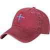 Christian Cross Nail Design Baseball Cap Washed Denim Adjustable Low Profile Sun Hat for Unisex