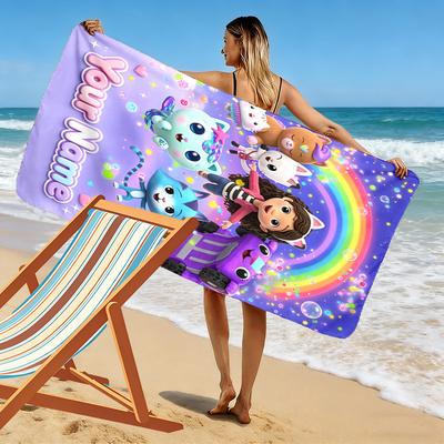 Name Custom Gabby Print Beach Towel, Large Soft Quick Dry Towel for Beach Camping Swimming