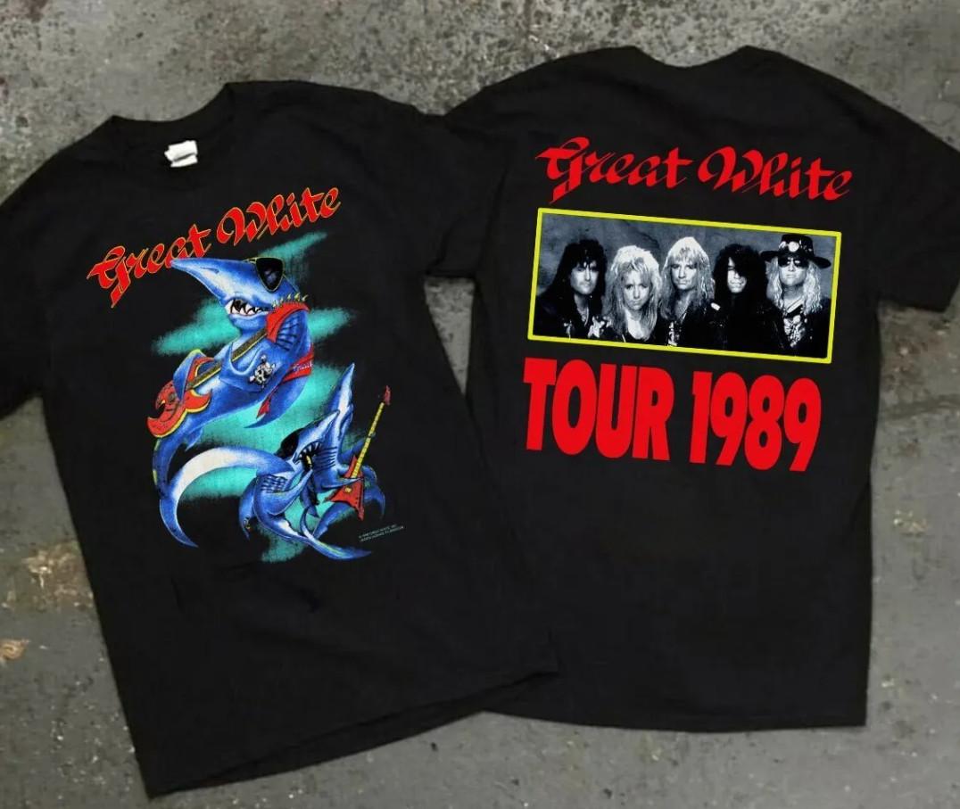 Great White Band Tour Event T-shirt Vintage 1989 Great White Hard Rock Band Tee XL