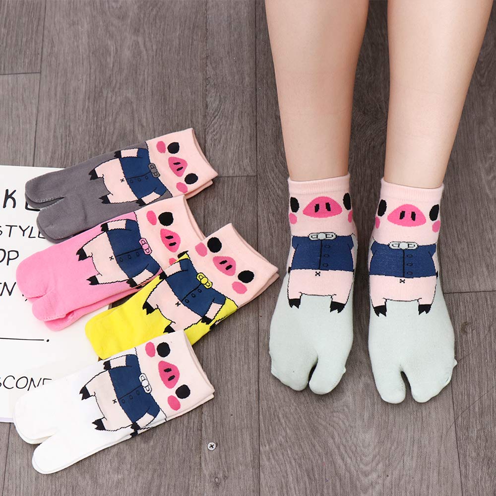 Students Cotton Split Toe Female Flip-flops Socks Low Tube Socks Geta Socks Pig Socks Two Toe Socks
