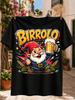 Birrolo Text Cheerful Gnome Raising Foamy Beer Glass Hops Wheat And Comic Bursts Graphic Tee Unisex  Unisex All Tshirt