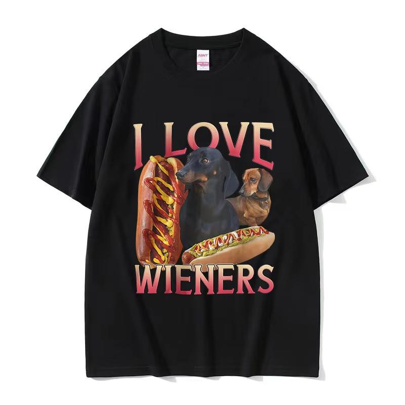

I Love Wieners Dog Funny Meme T-Shirt Men s Vintage Fashion High Quality Cotton T-shirts Unisex Casual O-Neck Clothing Tee Shirt 5XL