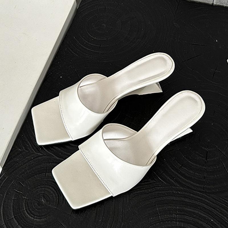 

Fashion Liyke 2025 New White Pink Strange Wedges Slippers Women Wide Band High Heels Shoes Comfortable PU Leather Slides Sandals Pumps 35 белый