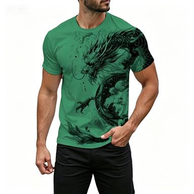 Retro Men's T-shirt Cool Animal Pattern 3D Printing Summer Short Sleeved T-shirt Fashionable Top T-shirt
