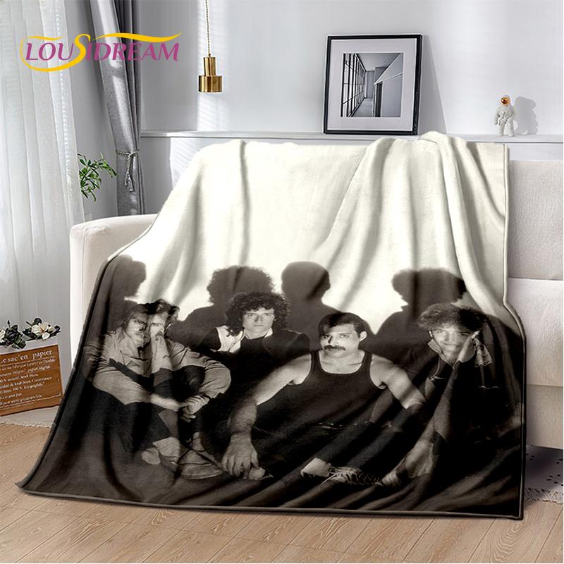2025 Classics Queen-Rock-Band Freddie Blanket,Soft Throw Blanket for Home Bedroom Bed Sofa Picnic Travel Office Cover Gifts Kids