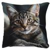 1pc Pillowcase, Double-Sided Print, Stunning Close-Up Photo Portrait of a Tabby Cat, Soft, Comfortable, And Smooth-Touch Polyester Short Plush Fabric,