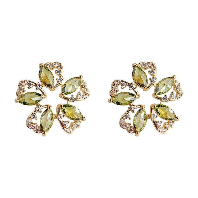 Elegant Vintage-Inspired Green Zirconia Stud Earrings Collection