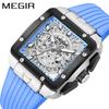 Watc Square Men'S Silicone Strap Multifunctional Chronograph Sports Quartz Watch 2228