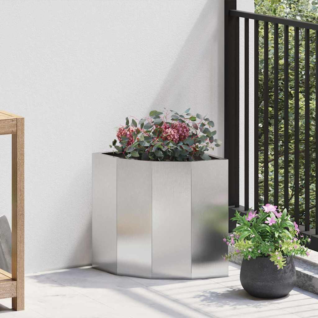 Corner Planter Silver 30 X 30 X 35 Cm Stainless Steel