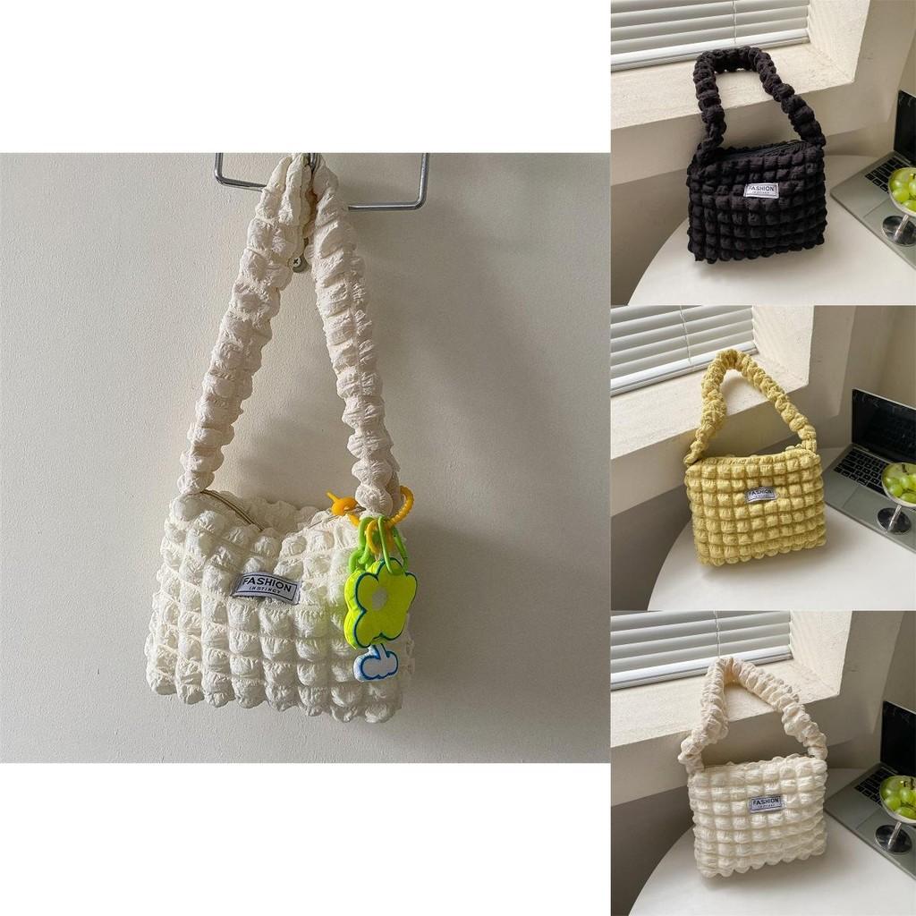 Chic Soft Pleated Bubble Cloud Shoulder Bag Available In White Black And Yellow