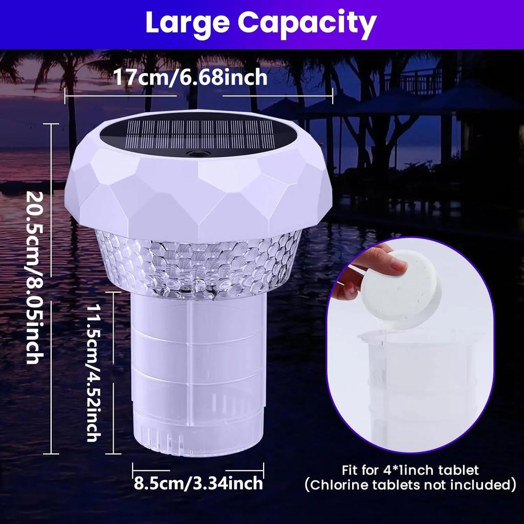 RGB Pool Lamp Solar Powered Lighting Remote Control LED Pood Decor Lights for Swimming Pool Garden Pood or Lawn