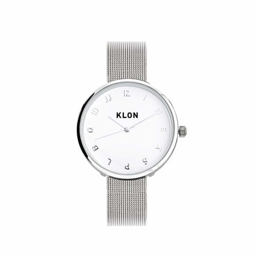 Simple Silver Couple's Watches for Men and Women. [Matching Item] KLON MOCK NUMBER -SILVER MESH- Ver. SILVER (40mm X 33mm)