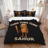 3Pcs Tung Tung Sahur Adventure Bedding Set Soft Fabric Duvet Cover Pillowcases Home Christmas Xmas Halloween Gift 1 Duvet Cover 2 Pillowcase L1113