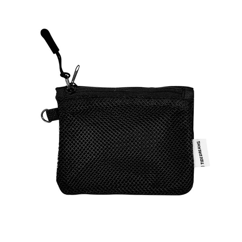 Double Zipper Mesh Storage Bag Double-layer Space Saving Portable Coin Purse Square Visible Travel Cosmetic Organizer Women