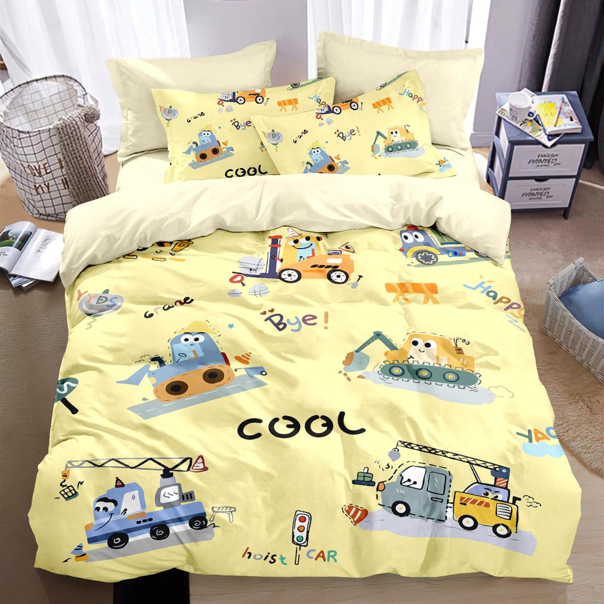 

Comforter Cartoon Trucks Bedding Set Construction Vehicle Children Cars Children S Gifts Customisable Name Comforter (quilt)-EU Single(135*200cm)3pcs