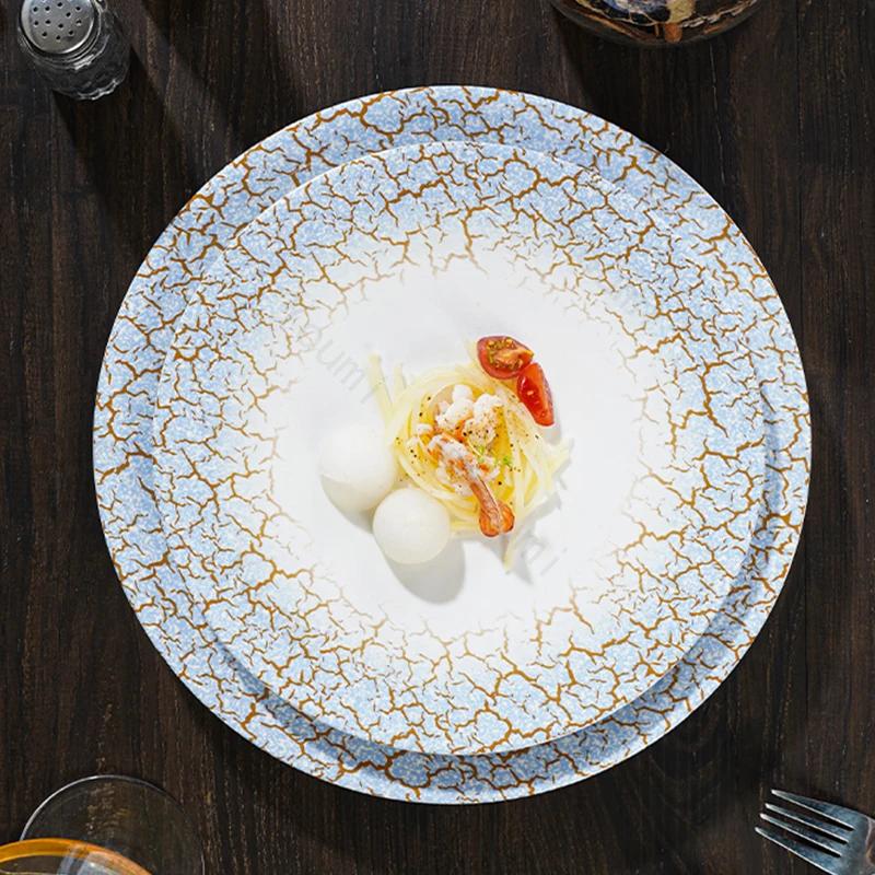 Keramikteller im Retro-Palaststil, kreativer runder Steak-Dessertteller, Luxushotel, exquisite Speiseteller, Haushaltsgeschirr