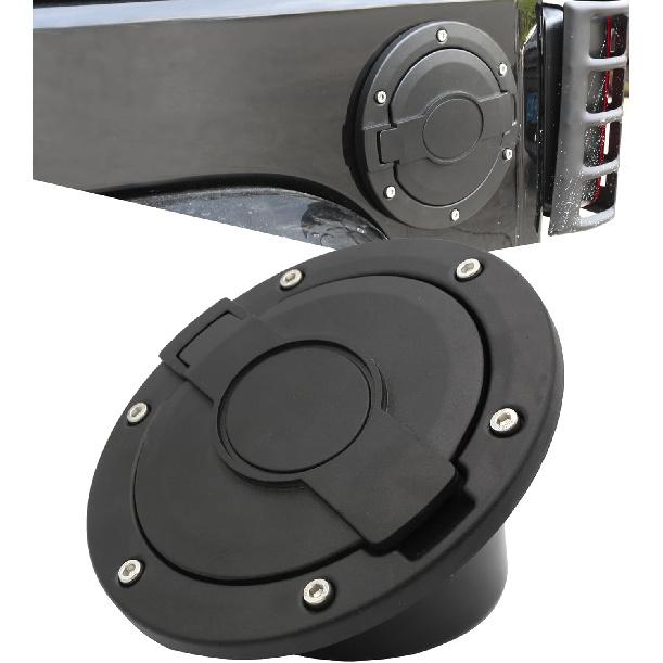 Black Gas Cap Cover Fuel Filler Door Cover Compatible with 2007-2017 Wrangler JK JKU 2/4-DOOR(NOT FOR 2018+ JL MODELS)