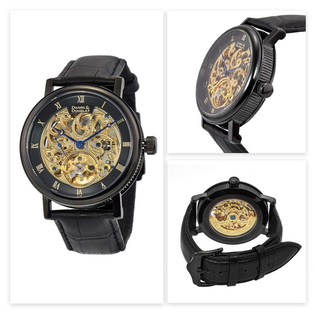 Daniel Douglas DANIEL&DOUGLAS Automatische Skelett Herrenuhr, Braun, Modell DD8806 (DD8806-SVPG)