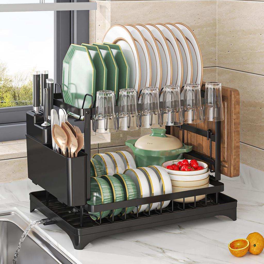Foldable Kitchen Rack: Multi-functional Bowl & Chopstick Storage with Countertop Draining