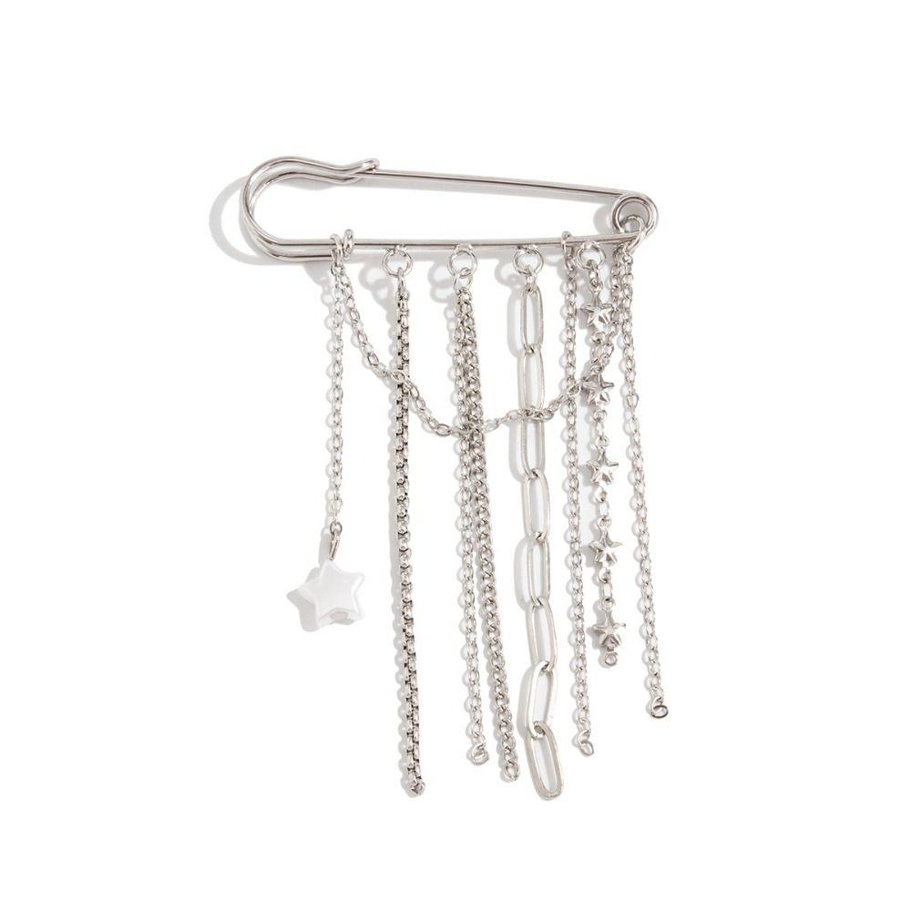 Faux Pearl Metal Chain Pendant Adjustable Length Charm Trousers Pins Man Personality