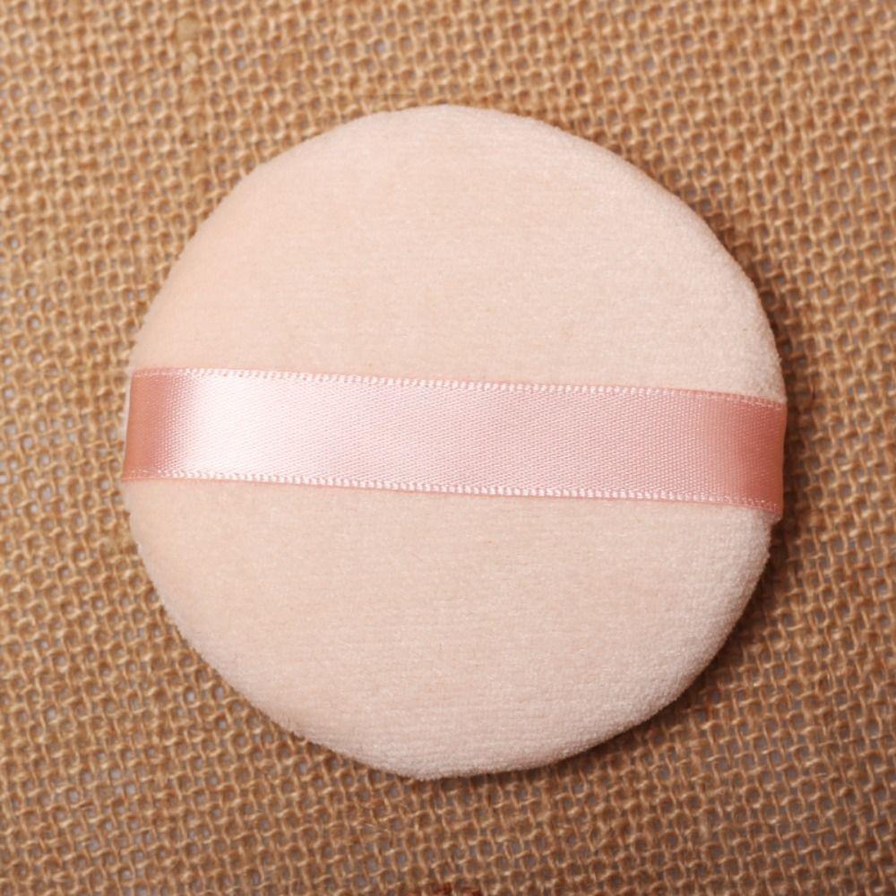 Soft Round Cotton Puffs Round Velvet Powder Puff With Ribbon  for Face Makeup Application
