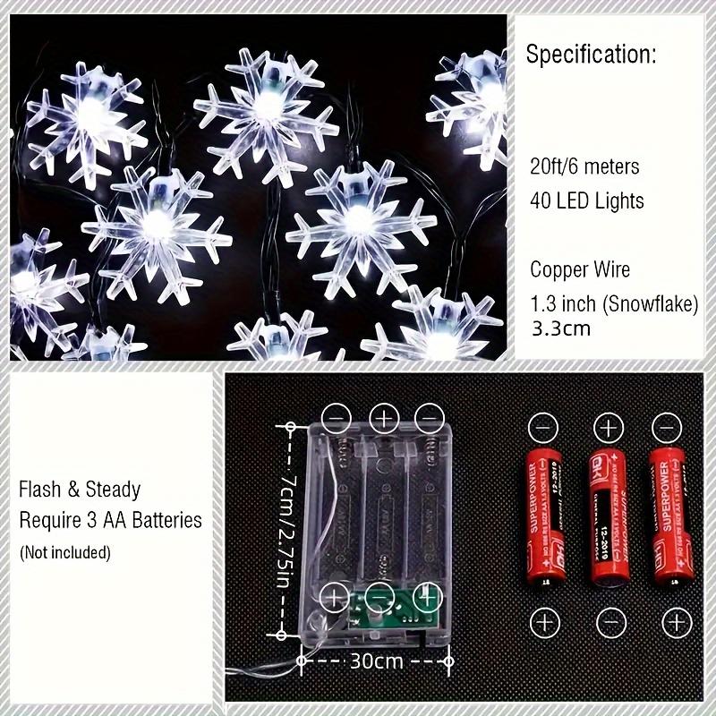 6M LED Snowflake Decorative Light String Battery Powered RGB Flash Snowflake Light Christmas Decorative Light Car Trunk Gift