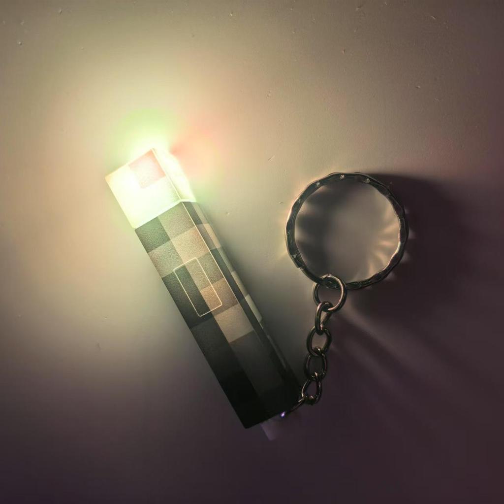Minecraft Torch Keychain & Totem Pendant with King of Glory Backpack & Resurrection Armor
