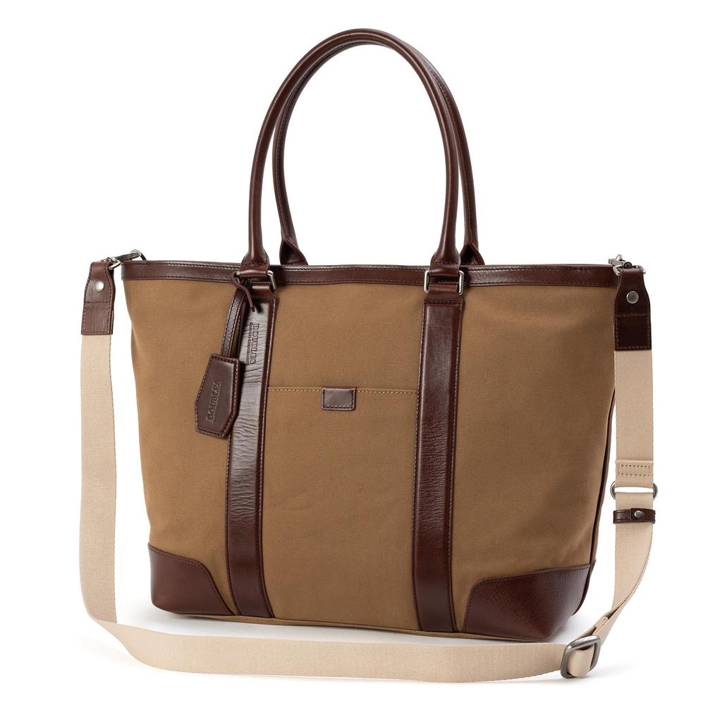 Tote Bag for A4 Canvas and Cowhide [Doubles] 2-Way Men, Compatible, Leather, KCH-1640 (Camel)
