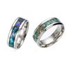 8mm Rings For Women Abalone Shell stainless steel Rings Engagement Ring Rainbow Rippled Abalone Inlay Stainless Steel