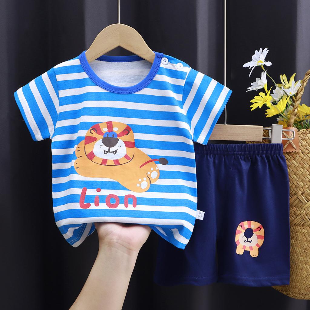 Children's Cotton T-shirt Set - Summer Boys' Casual Short-sleeved Shorts 2-piece Set