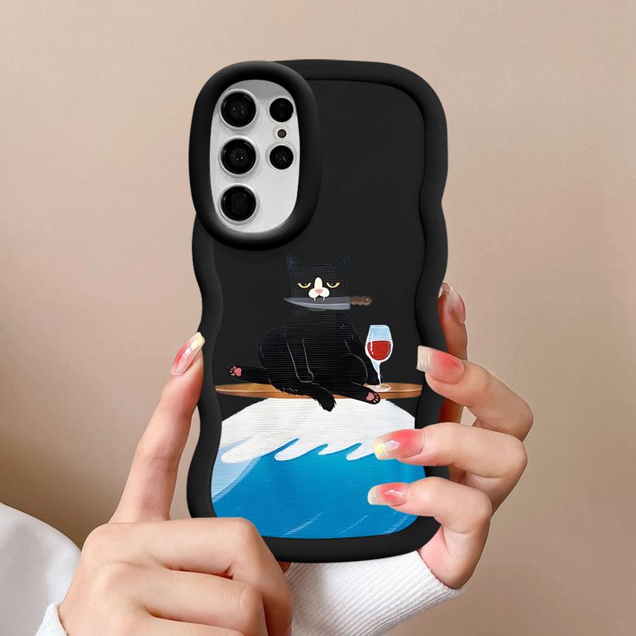 Cartoon Cat Soft Phone Cover Case for Samsung Galaxy S21 S20 FE A25 S25 S22 Ultra S24 A26 S23 Plus A54 A35 A34 A55 A24 A36