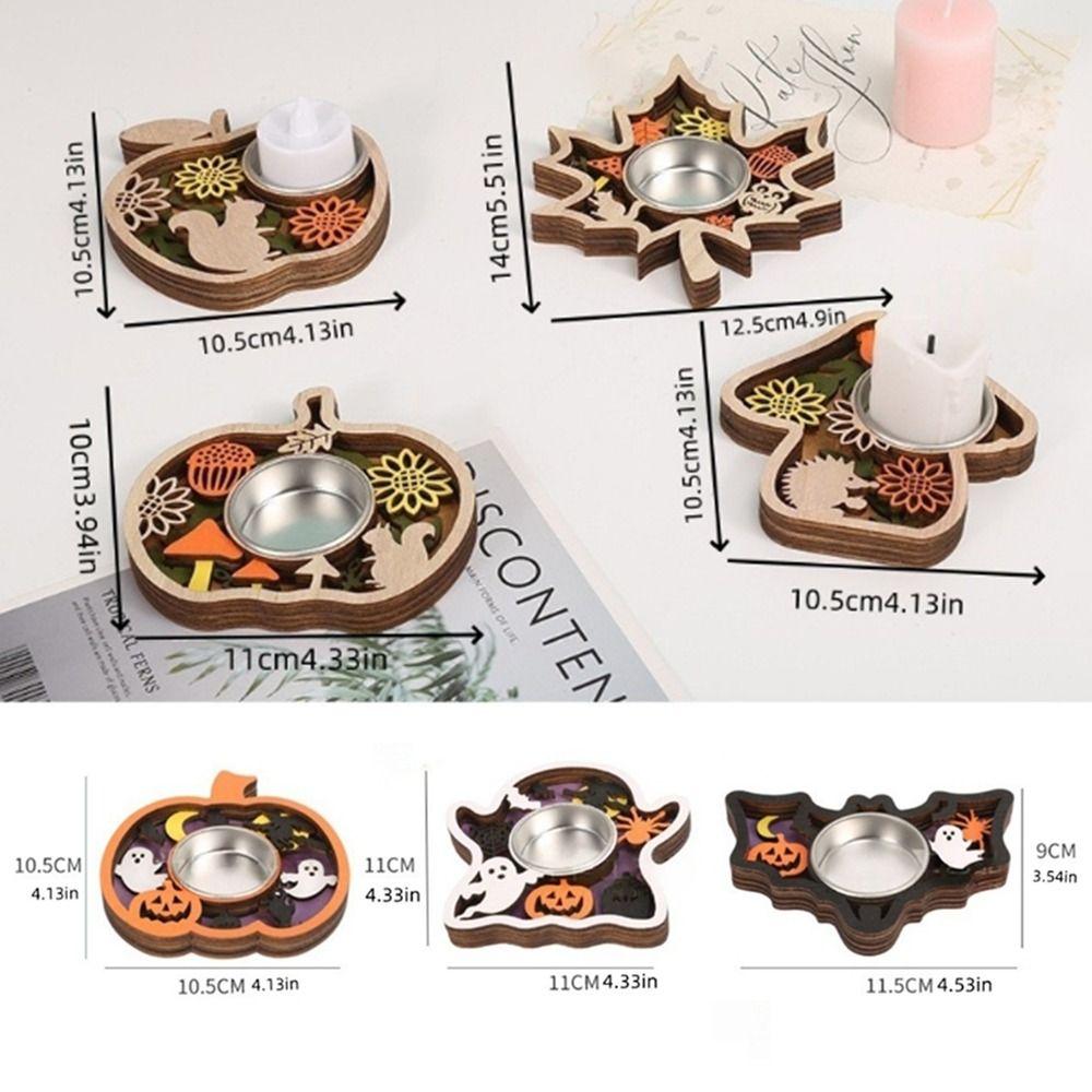 Multi-layered Halloween Candle Holder Romantic Wooden Candle Stands Ghost Festival