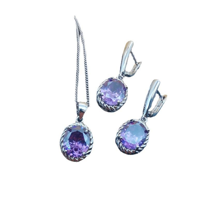 Elegantní křišťálové postříbřené svatební sady šperků ve tvaru kapky vody pro ženy náušnice náhrdelník nastavitelný prsten náramek