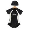 In Stock: New Girls' Quick-Drying Short Sleeve One-Piece Swimsuit with Sun Protection