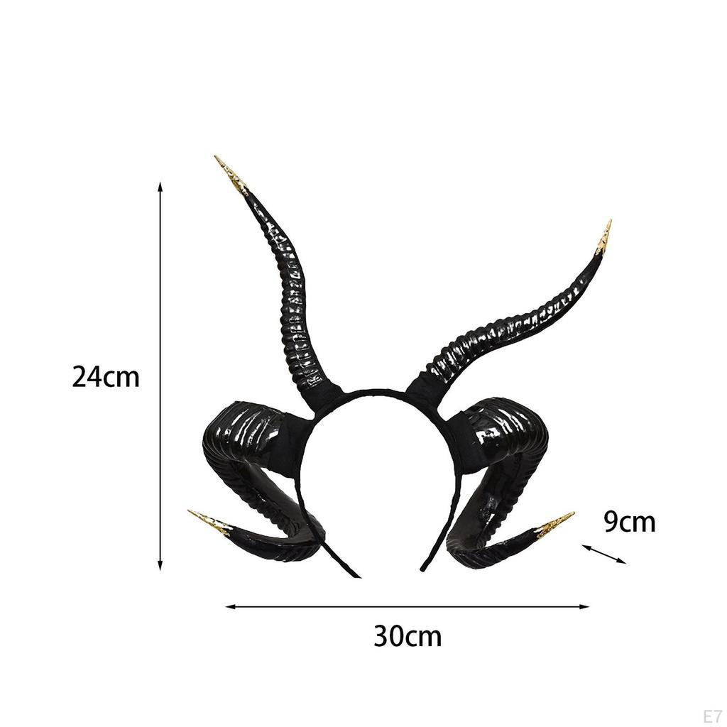 Devil Sheep Horn Headband Hair Accessory Gothic Punk Vintage Headwear Hairband for Halloween Costume