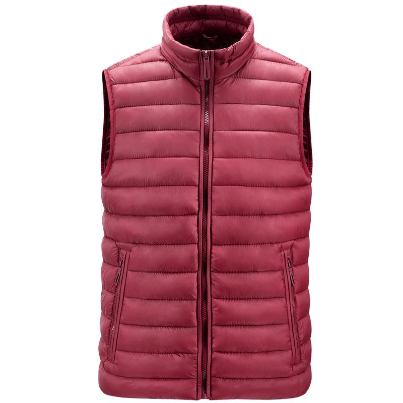 Men's Light Cotton Ribbed Zipper Vest with Pockets for Autumn and Winter