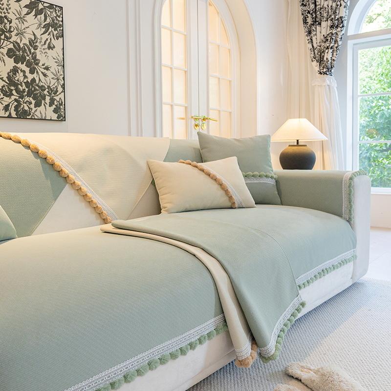 

Chenille Tassels Hair Ball Sofa Cover Mat Winter Non-slip Couch Slipcover Protector Cover Universal Sofa Towel for Living Room 70x70cm 1pcs