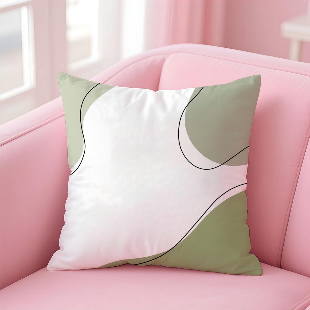 Simple And Stylish Green Geometry Cushion Cover Pillow Case Soft Friendly Fabric & Concealed Zipper