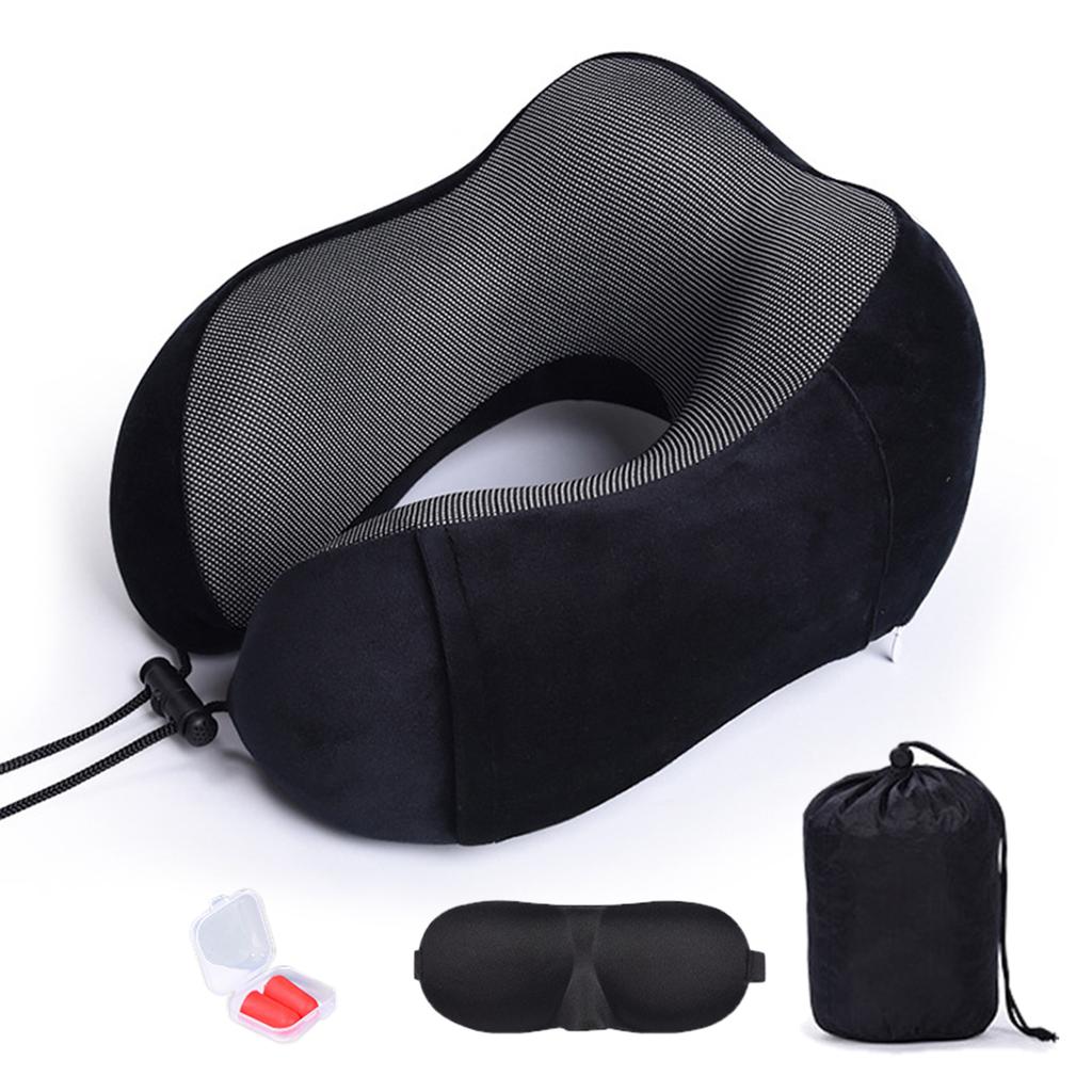 U-Shaped Pillow With Eyemask Earplugs Storage Bag,Travel Memory Foam Neck Pillow,Adjustables Neck Guard Pillow For Home/Travel