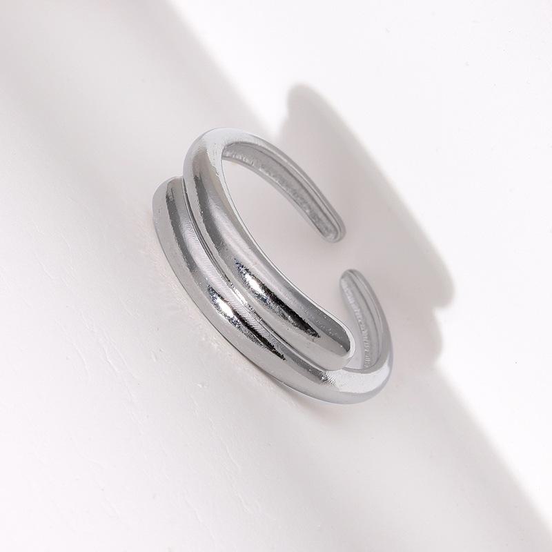 Minimalist Stainless Steel Adjustable Open Ring - Versatile High-End Titanium Jewelry for Women